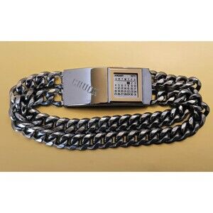 Rare Vtg 1970 Kreisler Rhodium Plate Calendar & ID Bracelet Monogram 8.25 in